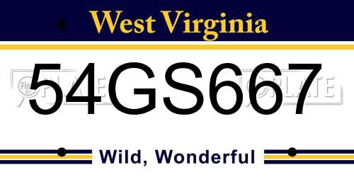 54GS667 West Virginia License Plate