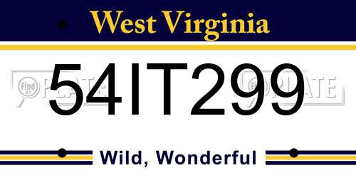 54IT299 West Virginia License Plate