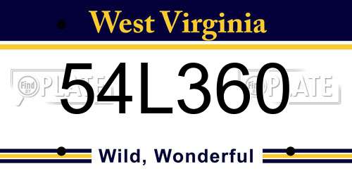 54L360 West Virginia License Plate