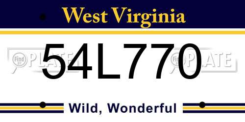 54L770 West Virginia License Plate