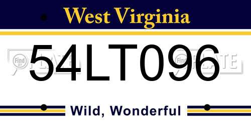 54LT096 West Virginia License Plate