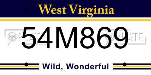 54M869 West Virginia License Plate