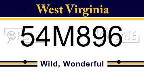 54M896 West Virginia License Plate