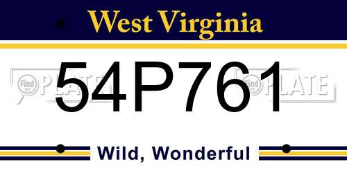54P761 West Virginia License Plate