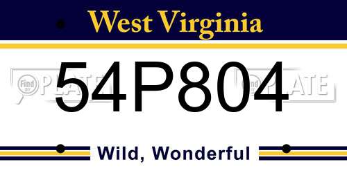 54P804 West Virginia License Plate