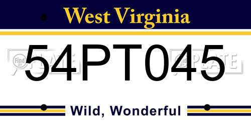 54PT045 West Virginia License Plate