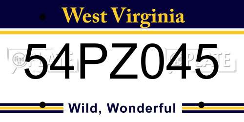 54PZ045 West Virginia License Plate