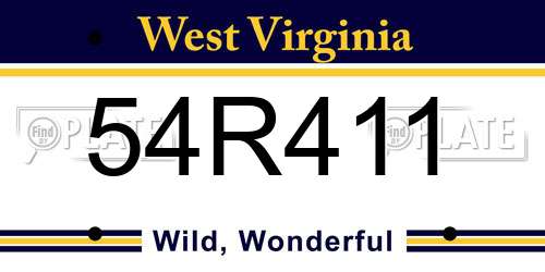 54R411 West Virginia License Plate