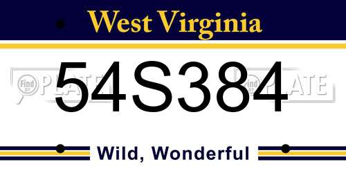 54S384 West Virginia License Plate