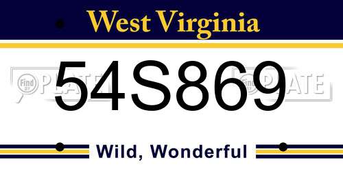 54S869 West Virginia License Plate