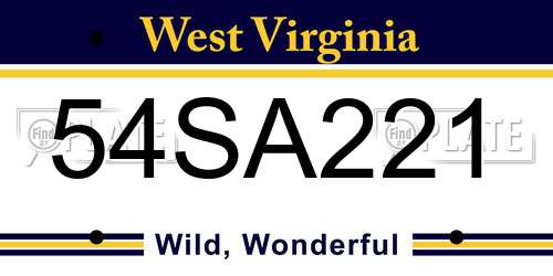 54SA221 West Virginia License Plate