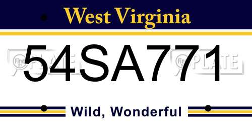 54SA771 West Virginia License Plate