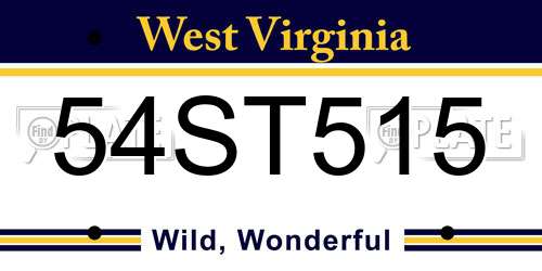 54ST515 West Virginia License Plate