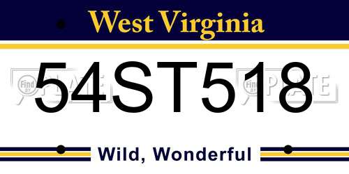 54ST518 West Virginia License Plate