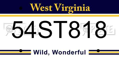 54ST818 West Virginia License Plate