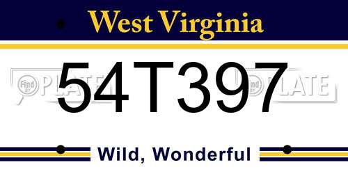 54T397 West Virginia License Plate