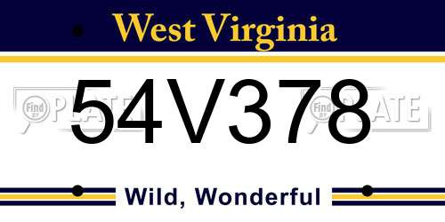 54V378 West Virginia License Plate