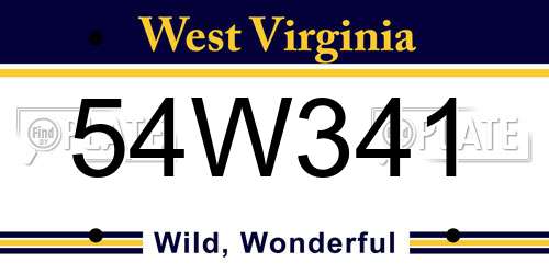 54W341 West Virginia License Plate