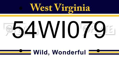 54WI079 West Virginia License Plate