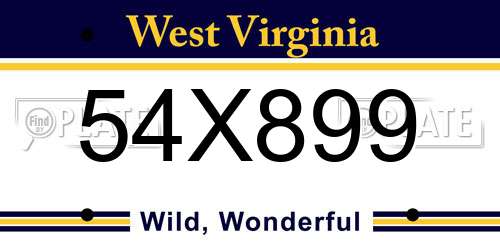 54X899 West Virginia License Plate