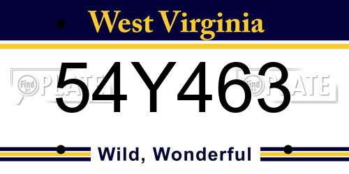 54Y463 West Virginia License Plate
