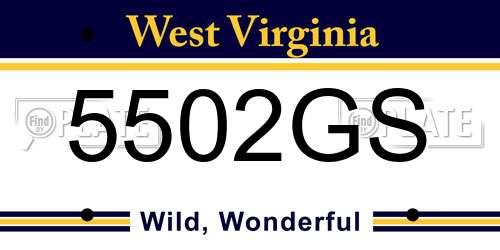 5502GS West Virginia License Plate