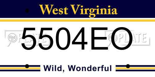 5504EO West Virginia License Plate