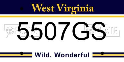 5507GS West Virginia License Plate