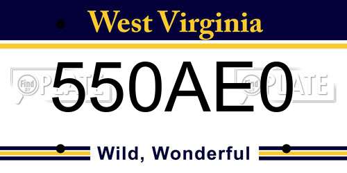550AE0 West Virginia License Plate