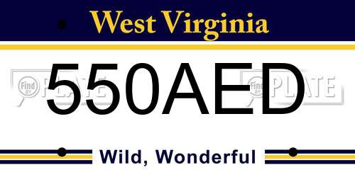550AED West Virginia License Plate