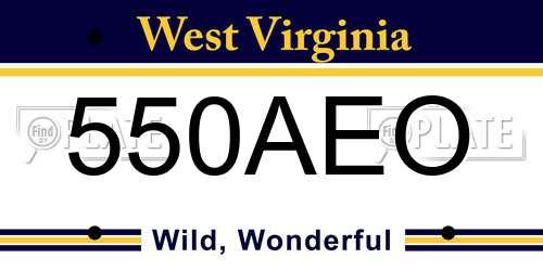 550AEO West Virginia License Plate