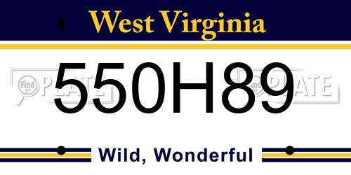 550H89 West Virginia License Plate