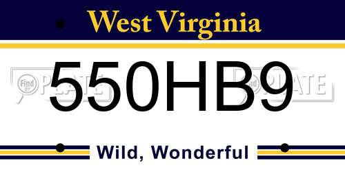 550HB9 West Virginia License Plate