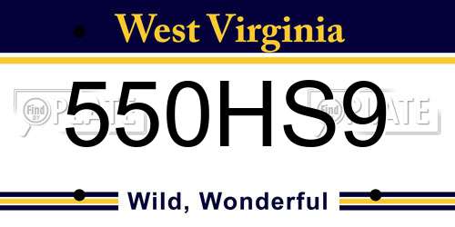550HS9 West Virginia License Plate