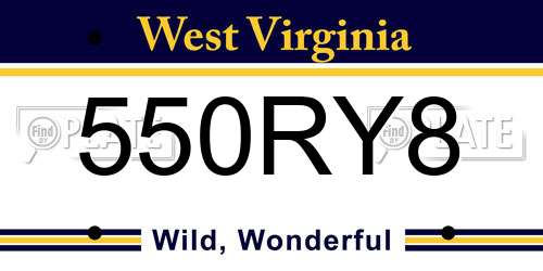550RY8 West Virginia License Plate