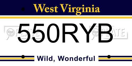 550RYB West Virginia License Plate