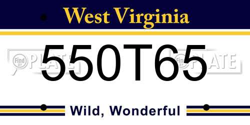 550T65 West Virginia License Plate