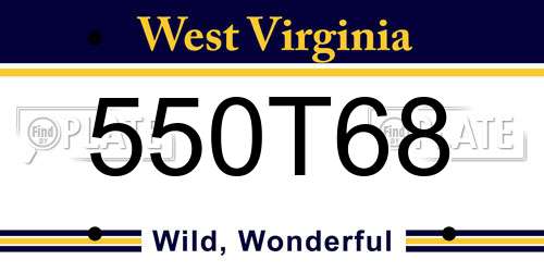 550T68 West Virginia License Plate