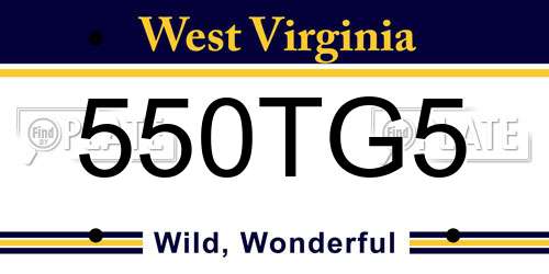 550TG5 West Virginia License Plate