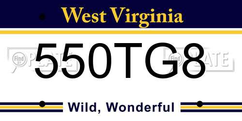 550TG8 West Virginia License Plate