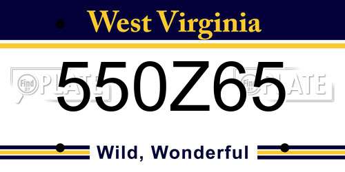 550Z65 West Virginia License Plate