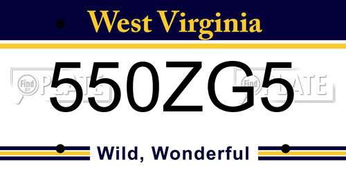 550ZG5 West Virginia License Plate