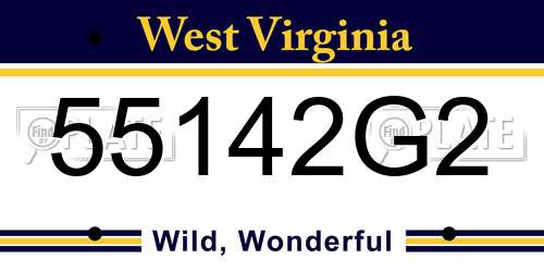 55142G2 West Virginia License Plate