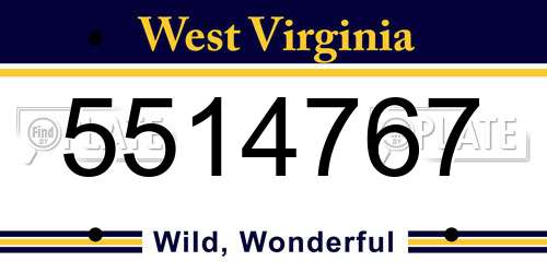 5514767 West Virginia License Plate
