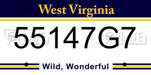 55147G7 West Virginia License Plate