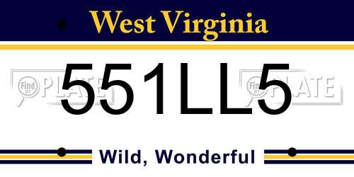551LL5 West Virginia License Plate