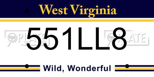 551LL8 West Virginia License Plate