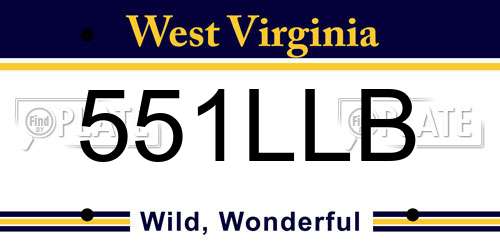551LLB West Virginia License Plate