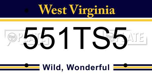 551TS5 West Virginia License Plate