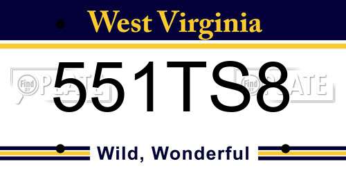 551TS8 West Virginia License Plate